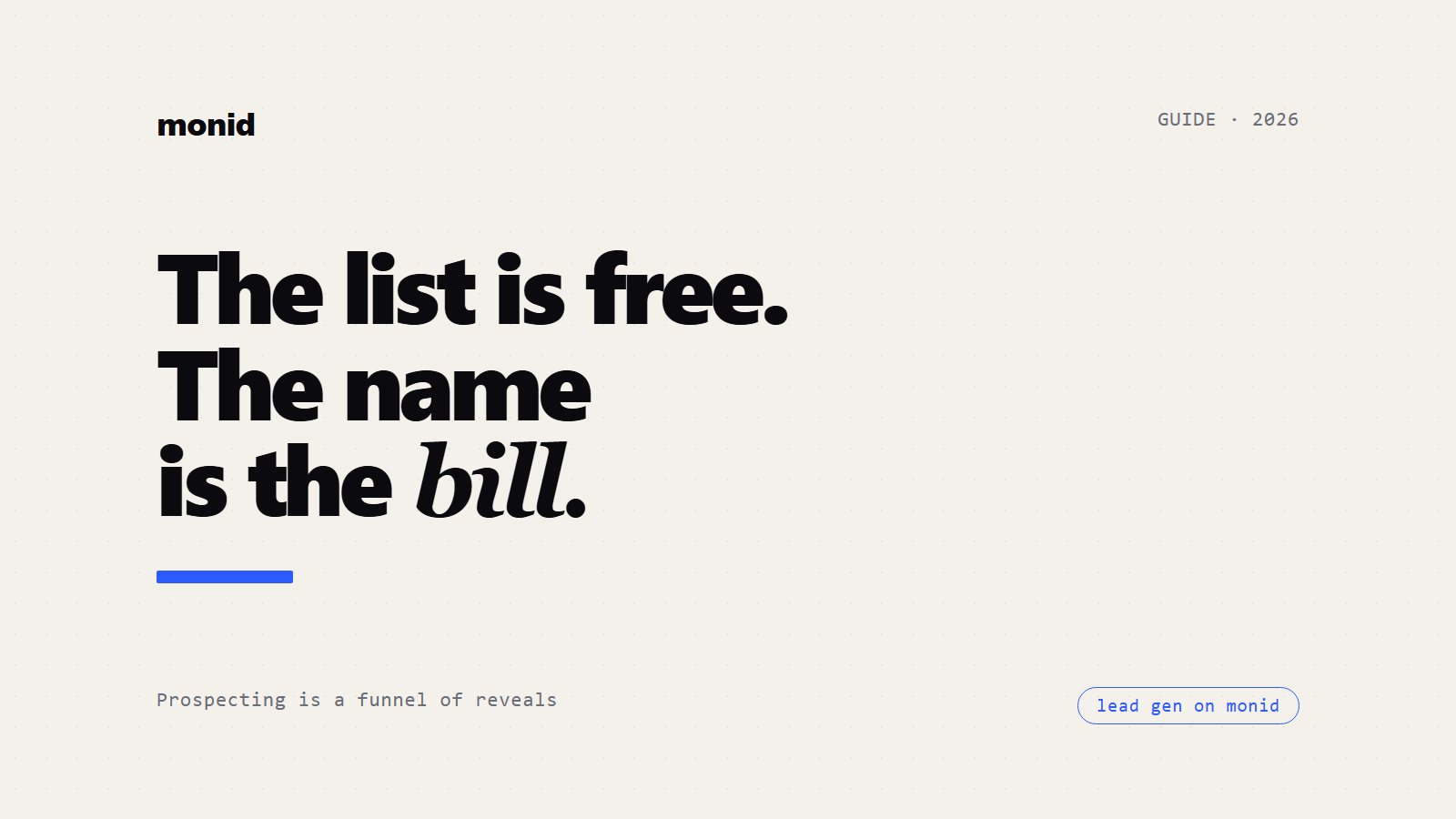 B2B Prospecting Tool by API: The List Is Free, the Name Is the Bill