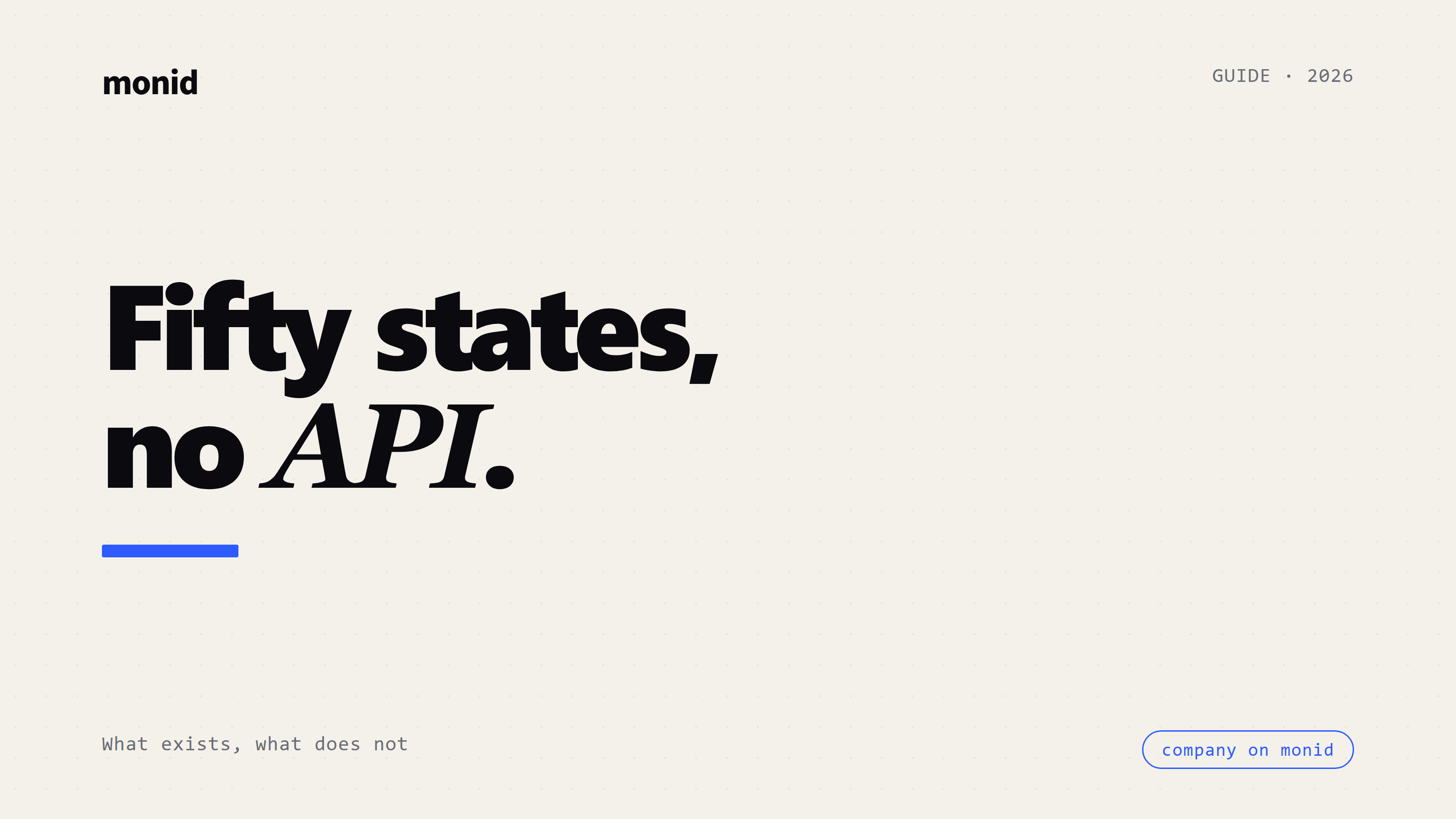 Business Entity Search by API: What Exists and What Does Not