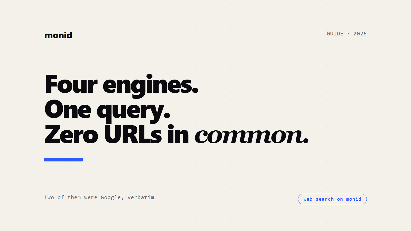 Tavily API Key or One Key: Four Web Search APIs, One Query, Zero URLs in Common