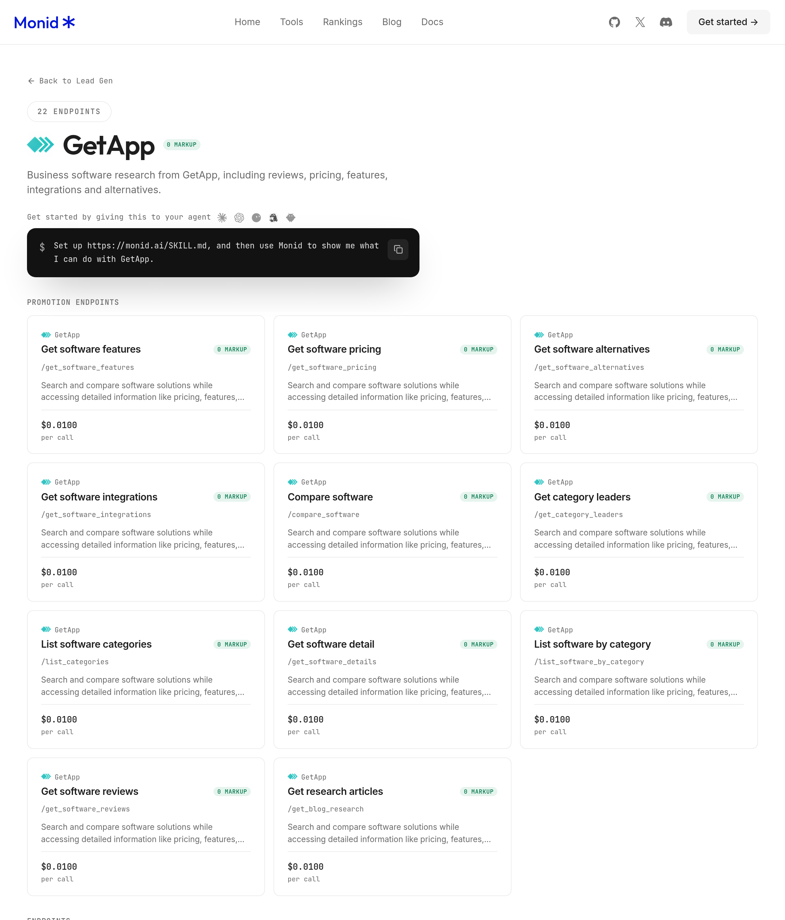 GetApp's Monid tool page shows where to start the software comparison workflow. Prices shown Verified 2026-10-30.