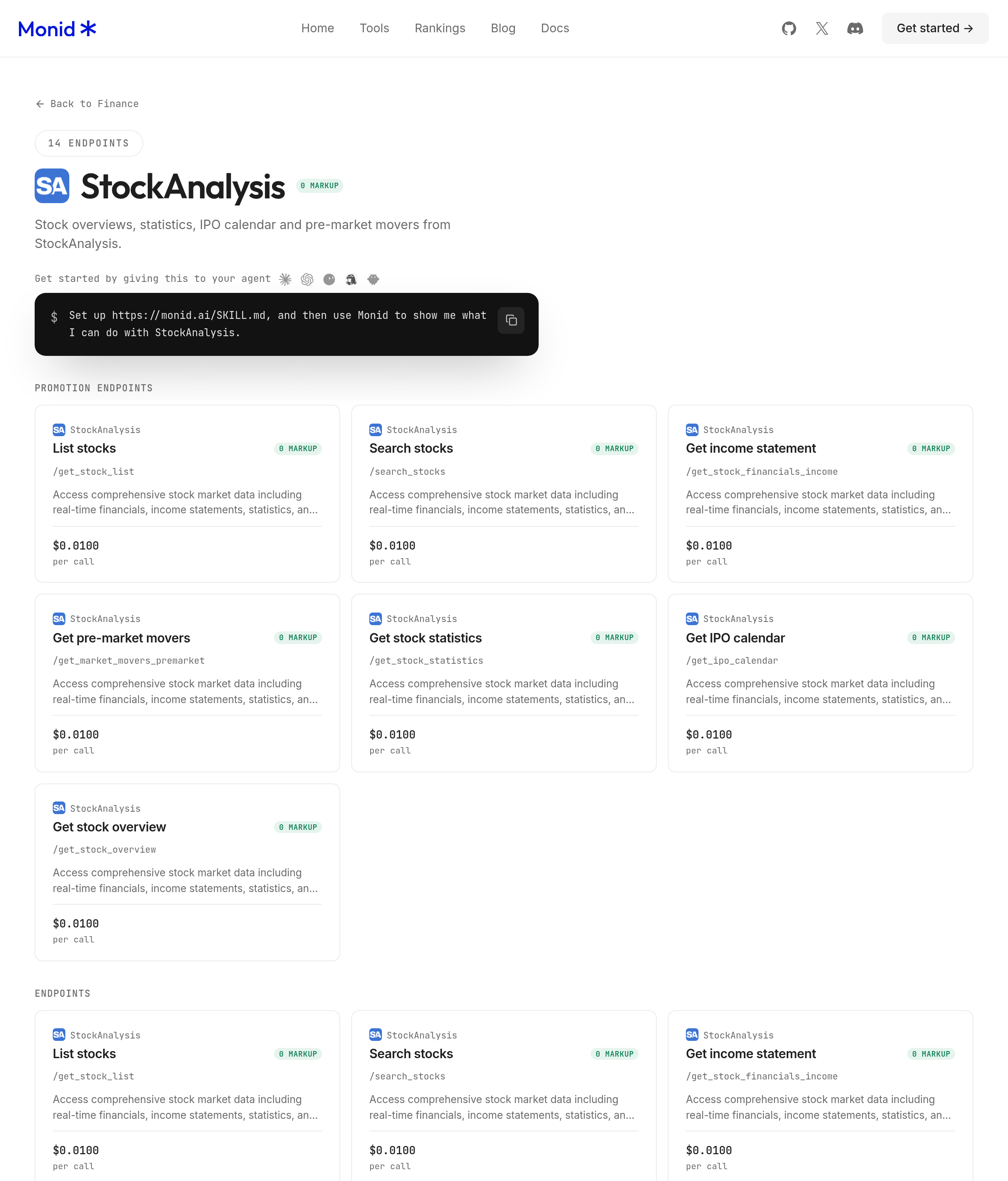 StockAnalysis page shows the tools available for quote research.